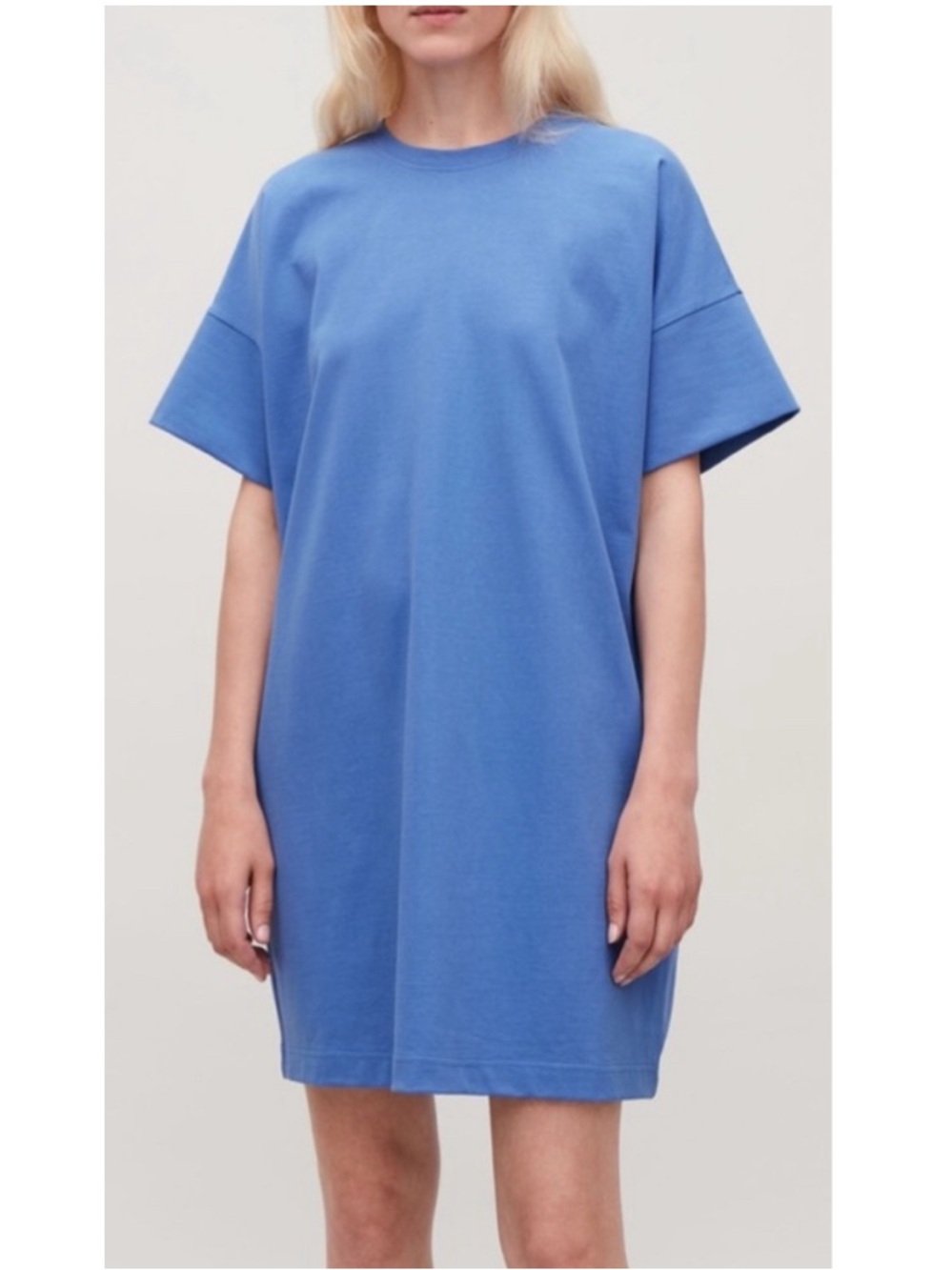 COS Cotton Jersey Crewneck Short Sleeve Boxy Oversized Blue T-Shirt Dress Small
